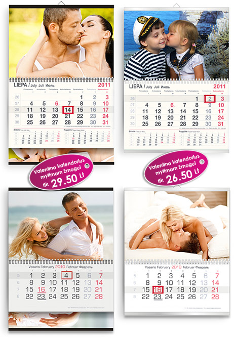 Kalendorius sv. Valentino dovanai vaikinui, merginai